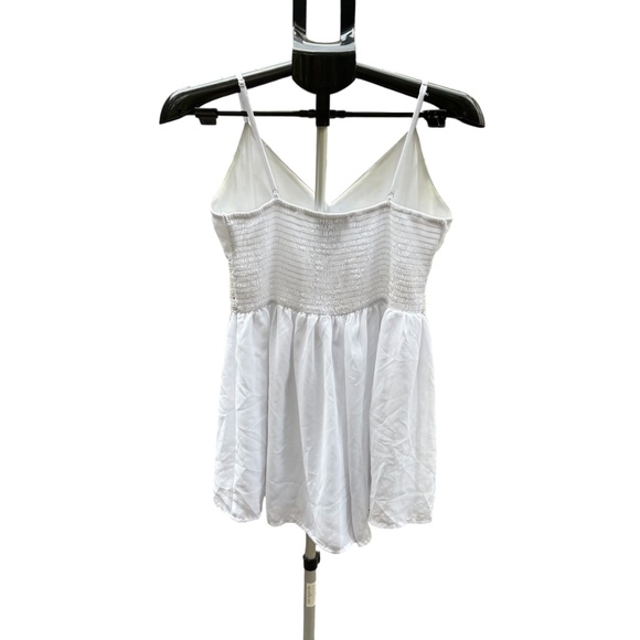 Just Polly NY White Woman's Romper Size M- Lace Accent With Adjustable Straps - Picture 2 of 5